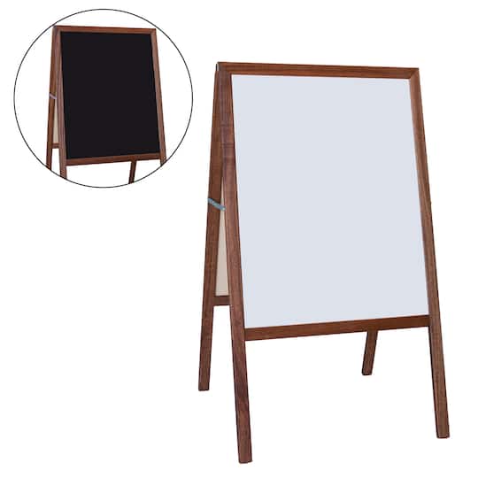 Flipside 42" x 24" Stained Marquee Easel with White Dry Erase Board & Black Chalkboard in Black/White | Michaels®